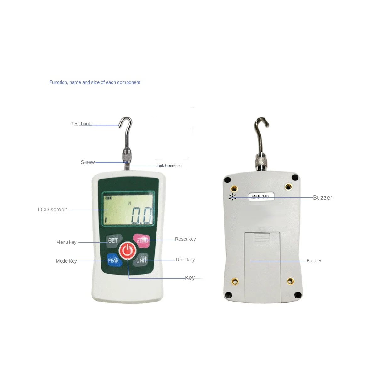 Маленький цифровой измеритель силы нажима портативный динамометр