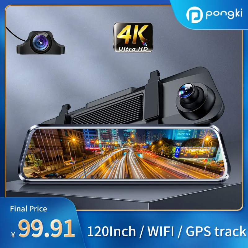 Автомобильный видеорегистратор на зеркало заднего вида 12 дюймов 2160p |