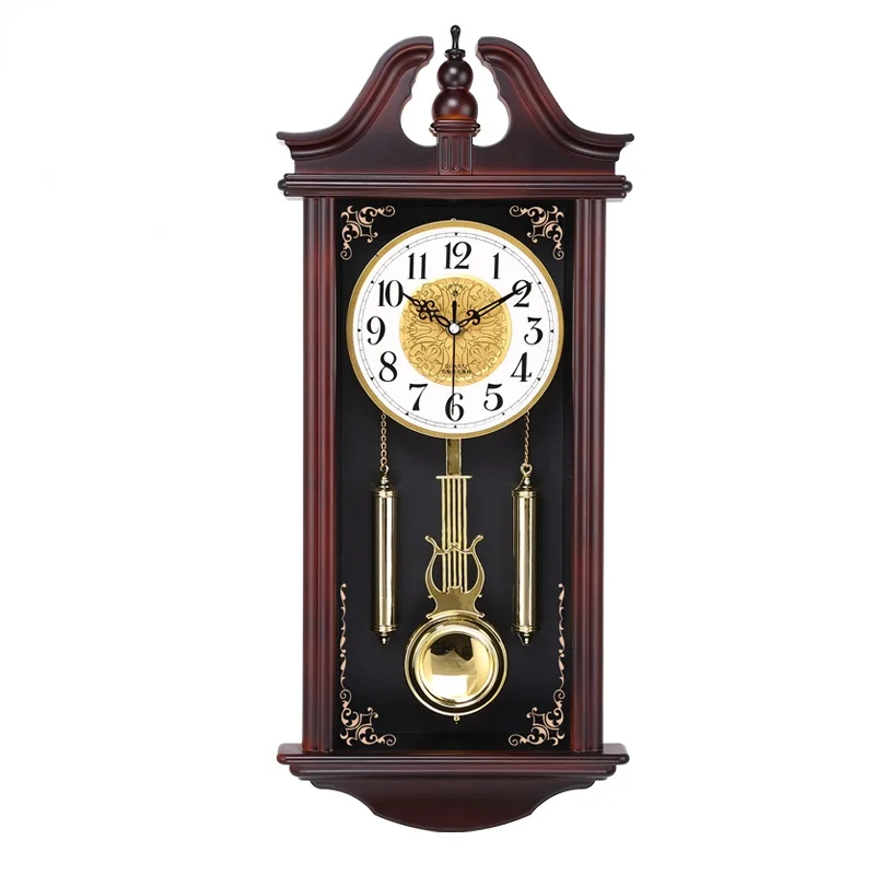 

Luxury Imitation Wood Grain Retro Silent Swing Wall Watches Large Pendulum Wall Clocks Living Room Reloj De Pared Modern Design