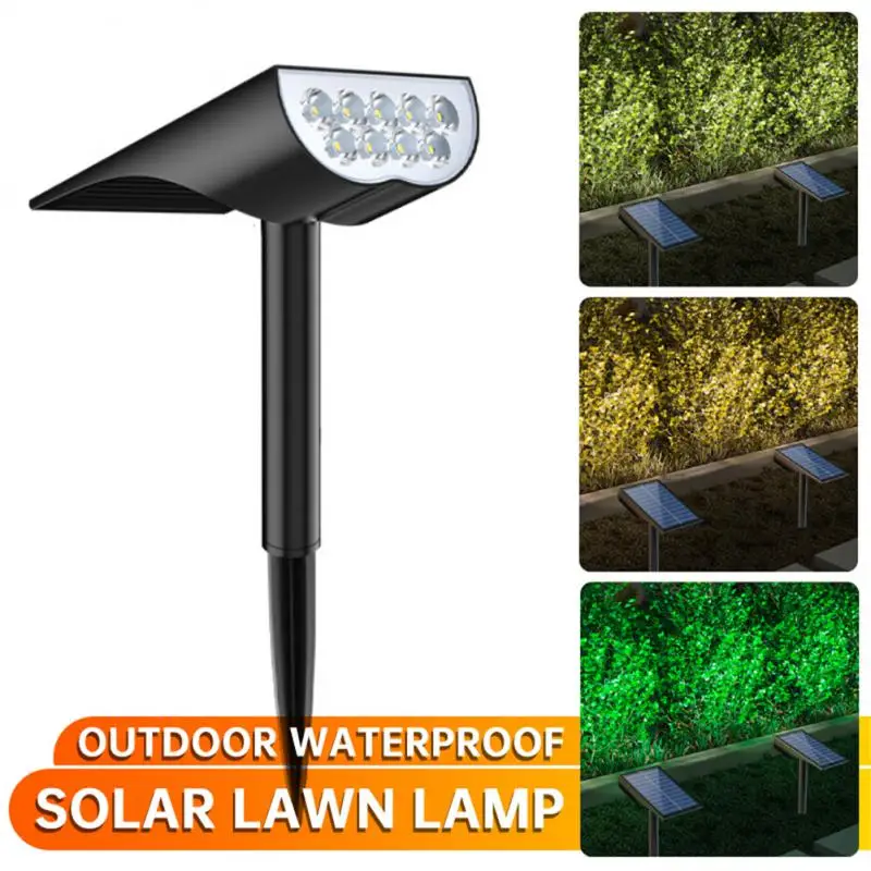 

Уличная лампа на солнечной батарее, водонепроницаемая лампа для газона, садовая лампа с заземлением и 9 светодисветодиодный, точечный свети...