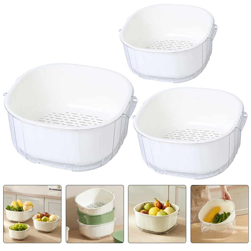 

3Pcs Kitchen Multi-use Reusable Detachable Vegetable Washing Basket Washing Basket for Home Kitchen Restaurant