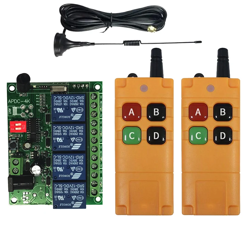 Промышленный сектор DC 12V 24V 4CH RF беспроводной пульт дистанционного управления Переключатель радиоприемник с 20M-2000M Дальнего дистанционного управления