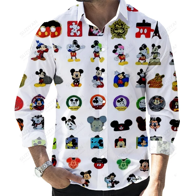 

Fashionable Printed Top Quality Shirt Men Japanese Summer Disney Mickey Minnie Online Hot Sale Men'S Closet Patterns England