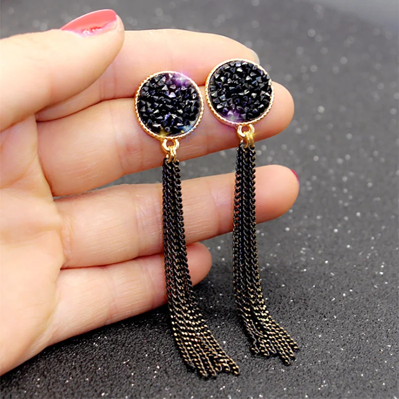 

Европейские и американские Лидер продаж, металлические цепи, длинные висячие серьги с кисточками для женщин, модные ювелирные изделия, висячие серьги, оптовая продажа