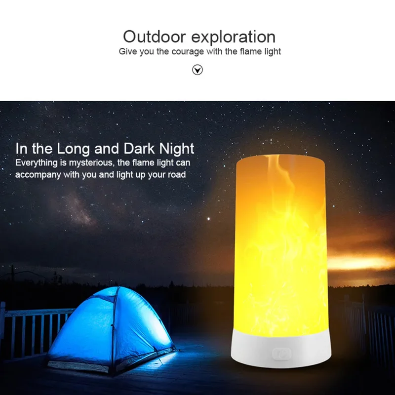 Светодиодный эффект пламени лампочка зарядка от USB мерцающее декоративное пламя