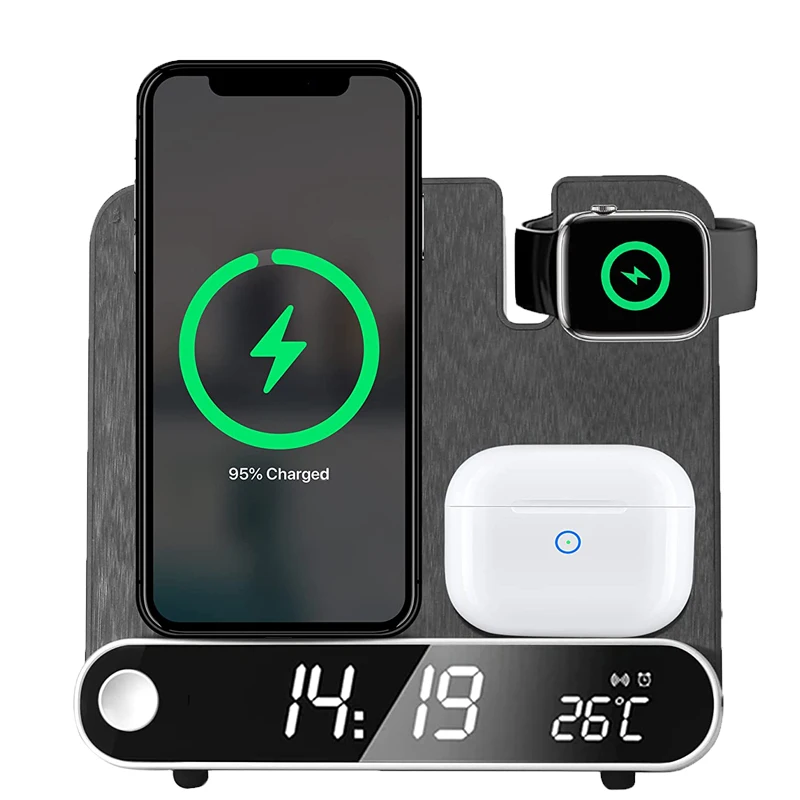 For Iphone 13 12 11 Pro Max  Fast Charge Dock Station Led Digital Display For Iwatch Airpods