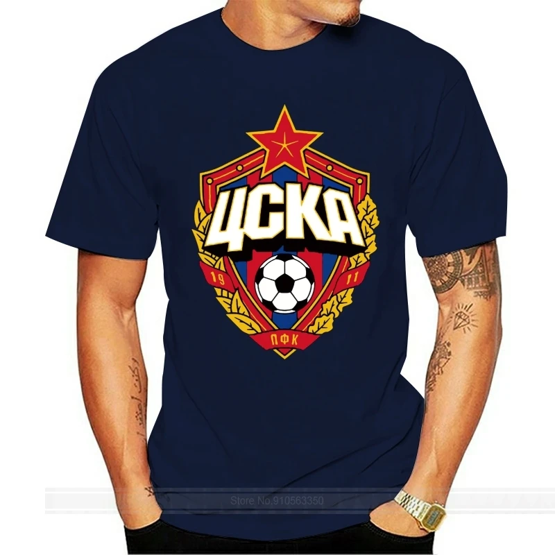 

Phiking designer t shirt The central cska Moscow Russia LOGO T shirt Top Lycra Cotton Men T shirt New Design High Quality