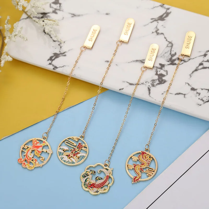 Закладка для книг с изображением дракона Феникса и карпа