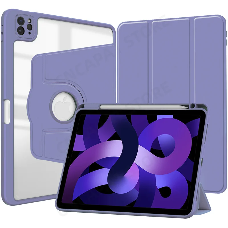 

Вращающийся на 360 градусов Чехол для iPad Pro 12,9 2022 женский умный чехол с функцией пробуждения и сна чехол-карандаш для iPad Pro 12,9 дюйма Чехол 3-го и 2-го поколения