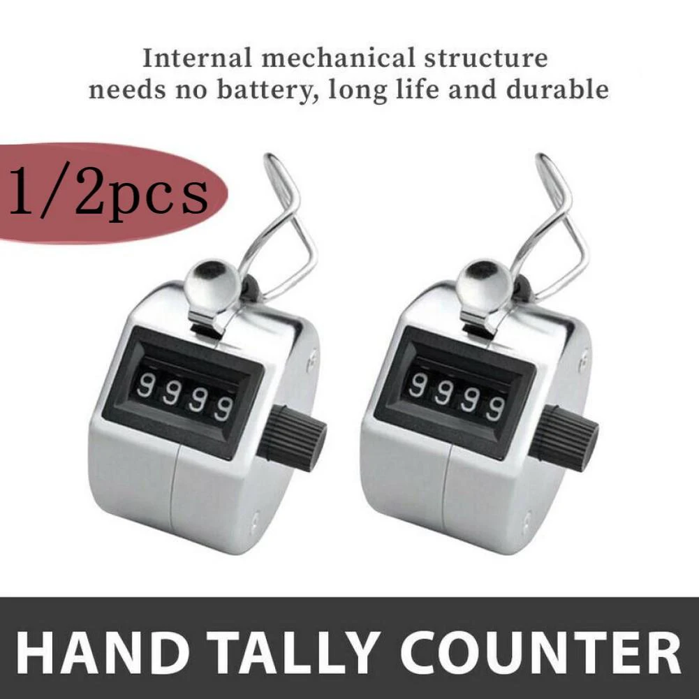 

1/2pcs 4 Digit Number Counters Plastic Shell Hand Finger Display Manual Counting Tally Mechanical Manual Palm Clicker Count