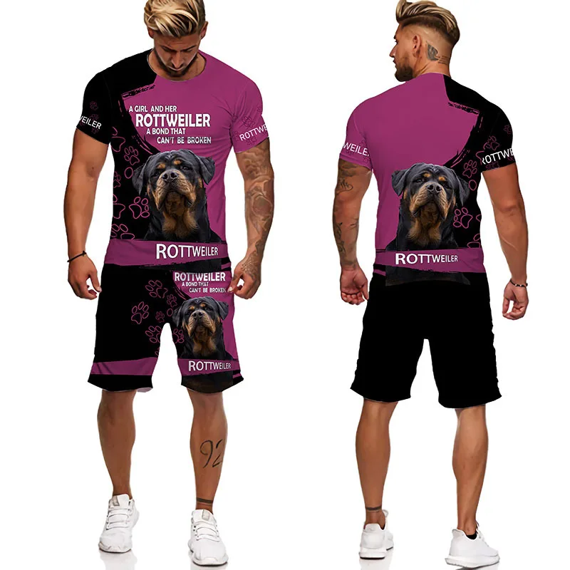 

Summer Casual Men Shorts Tracksuit Fashion Man Clothing T Shirt 2 Pieces Sets 3D Printed Animal Pattern Tops Trend Male Suits