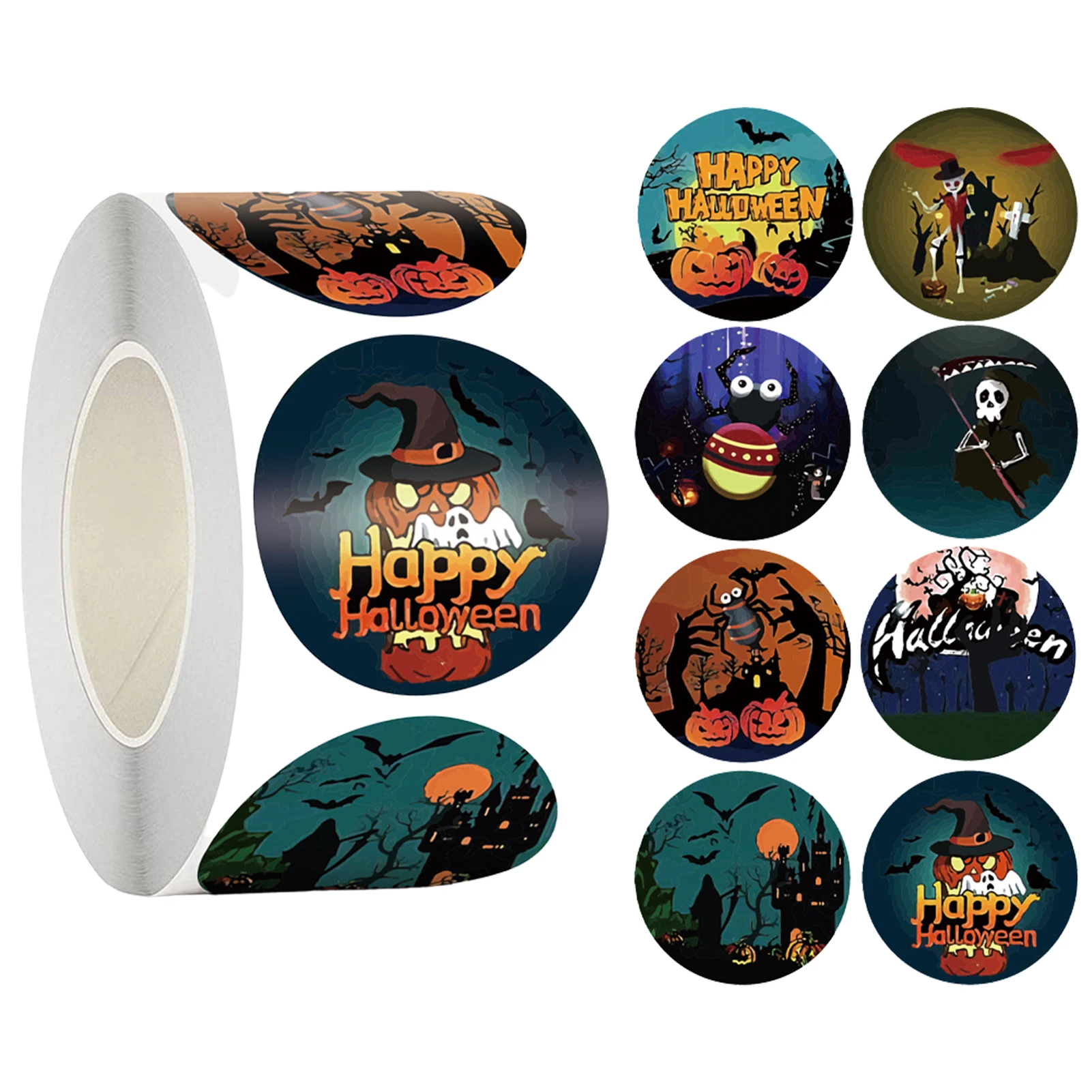 

500 шт., самоклеящиеся наклейки на Хэллоуин с тыквой