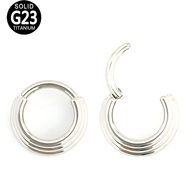

G23 Titanium Nose Piercing Septum Rings Facing Triple Lined Hoop Ear Cartilage Earring Hinged Segment Helix Nose Studs Jewelry