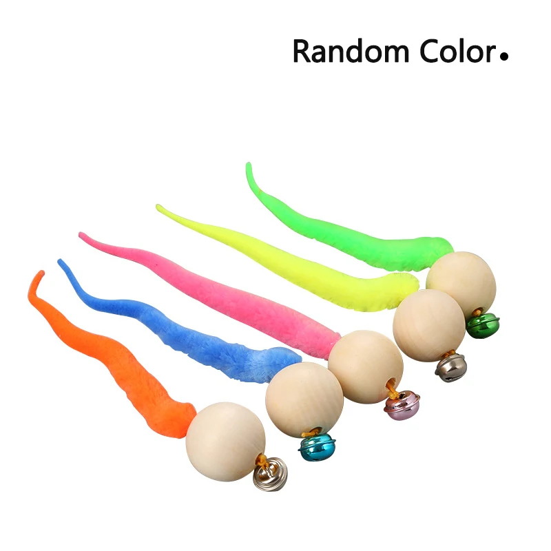 

Hot Sale Cat Toy Wooden Beads Snake Tail Colorful Caterpillar Wooden Beads (random Color)