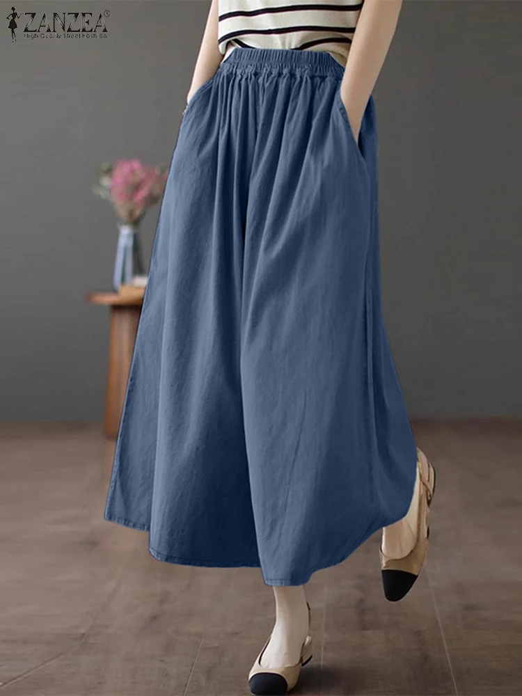 Винтажные брюки осенние повседневные мешковатые с эластичной резинкой на талии