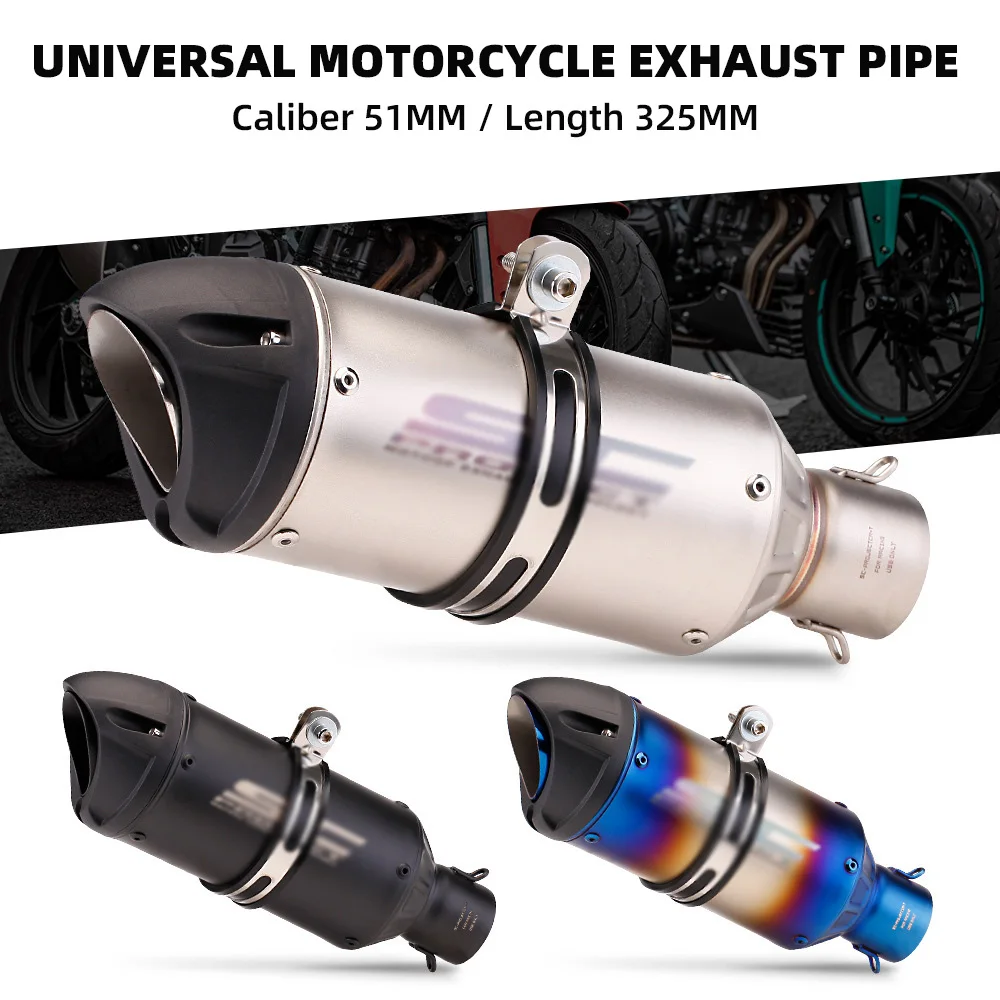 

51mm Caliber Universal Stainless Steel Motorcycle Exhaust Muffler Pipe Escape for R25 R3 Ninja250 300 400 CB190ss Modify Parts