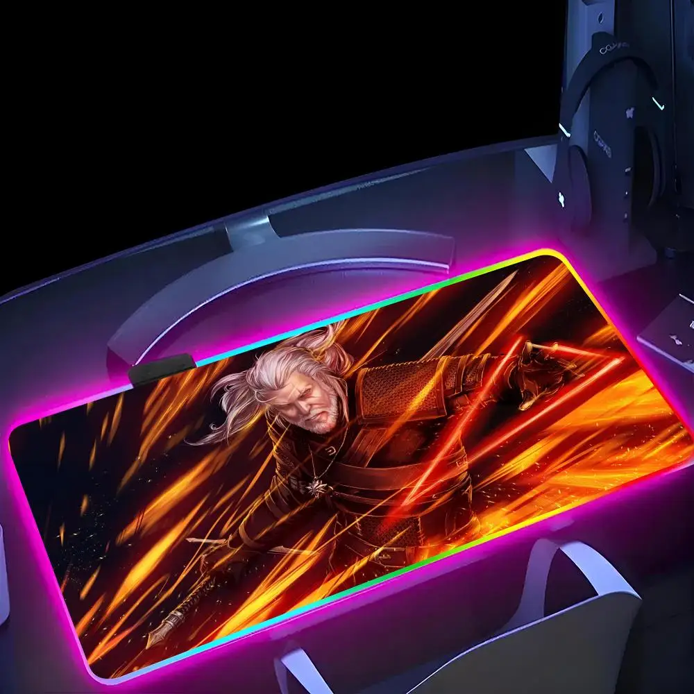 Горячие игры W-Witchers MINISO коврик для мыши RGB игровой светодиодный большие игровые