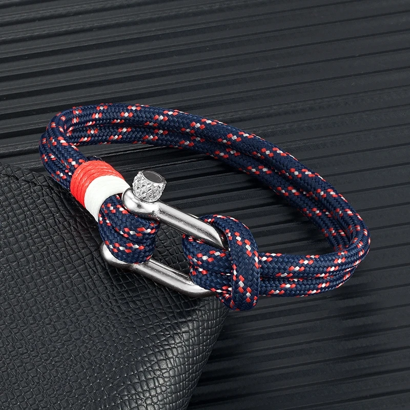 Navy Style Sport Camping Paracord Survival Bracelet Men Women With Stainless Steel U-Shape Shackle Buckle Nautical Jewelry Gifts