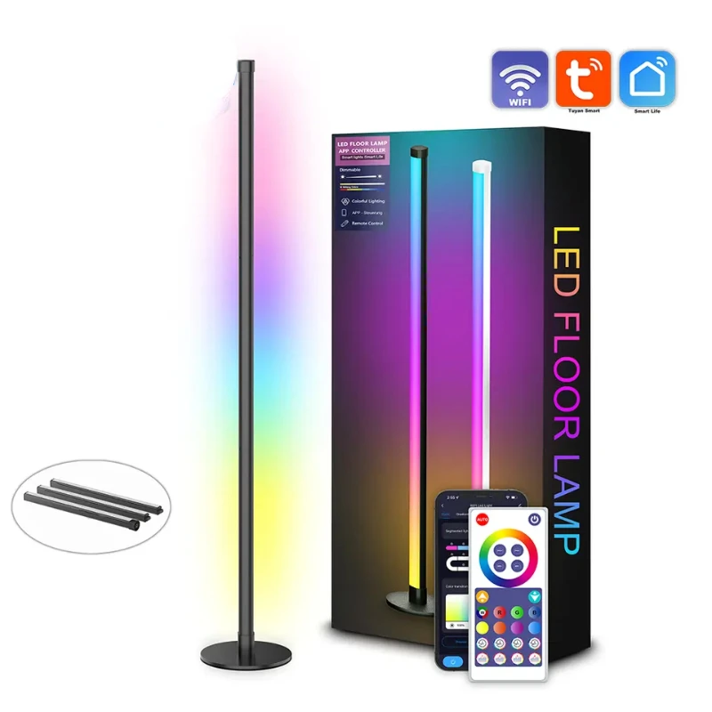 

120cm 48 inch Living Room Corner Floor Lamp Smart APP Standing Bedroom Lamp Dimmable LED RGB Mood Light Home Decor Interior 40cm