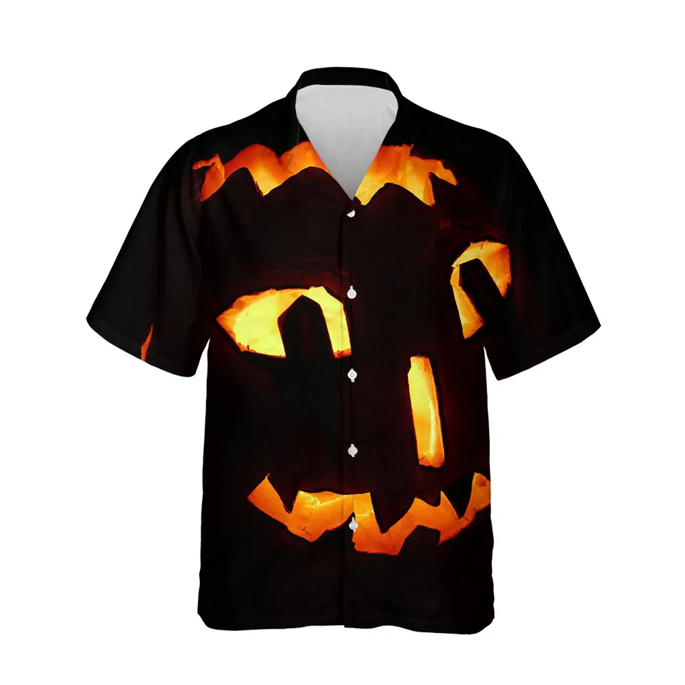 Jumeast 3D Halloween Festival Clothing Blouses Fashion Oversized Mens Hawaiian Shirt Short Sleeve Streetwear Casual Men Shirt