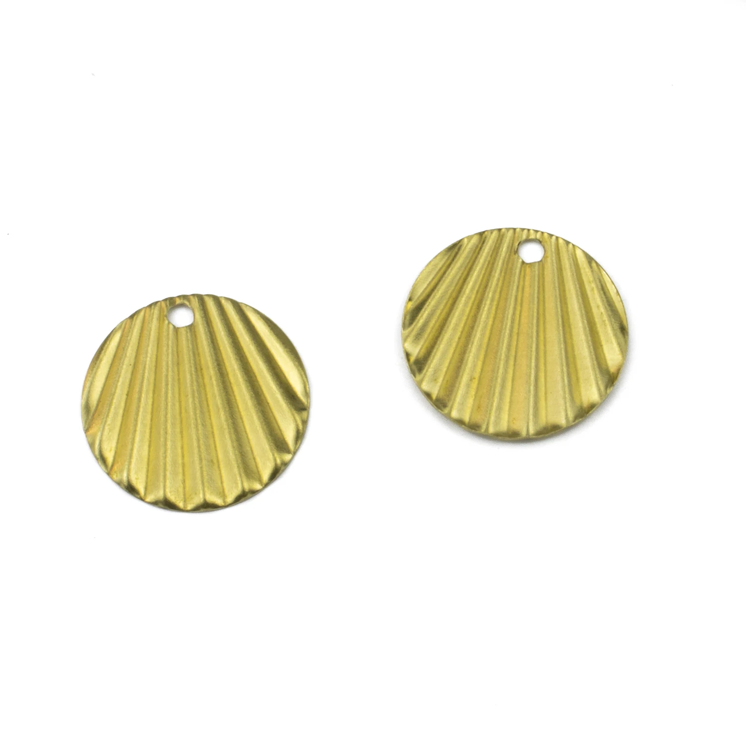 

10 шт./лот необработанные латунные плиссированные круглые подвески в виде дисков для изготовления ювелирных изделий своими руками