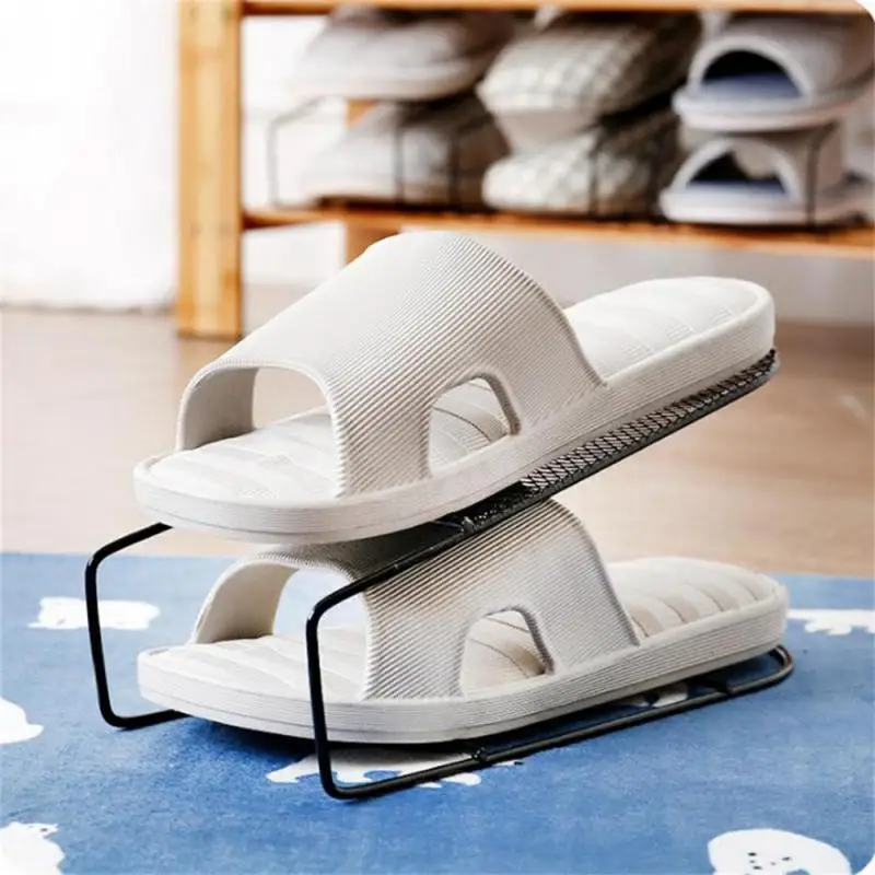 

Saving Space Storage Shoe Rack Iron Double Layers Shoe Organizer Placing Shoes Sturdy Storage Rack Shoe Hanger Double Layered