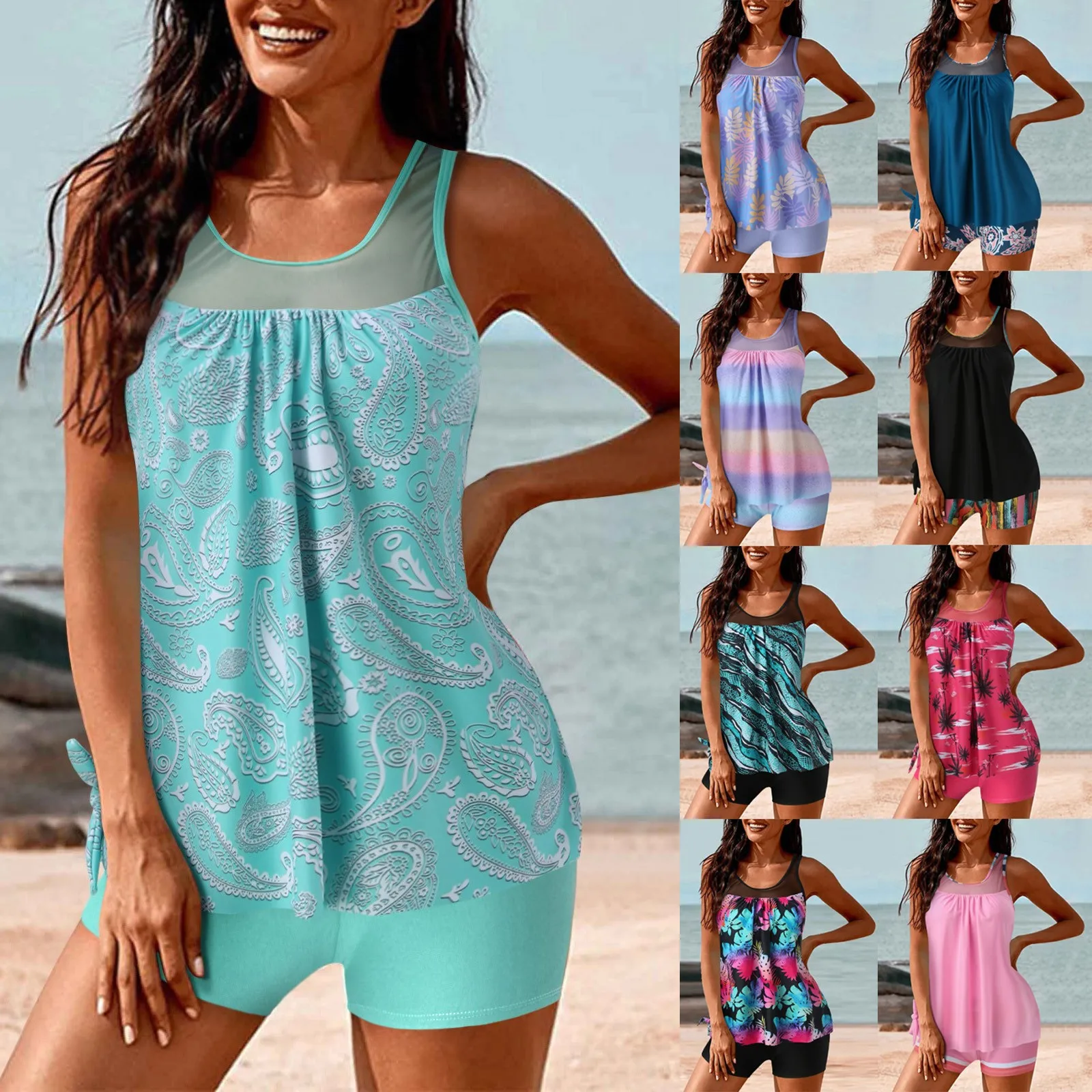 

Женский купальный костюм с принтом, большой купальный костюм с разрезом и плоской подошвой, консервативная Защита от солнца, Быстросохнущий купальник с плоской подошвой