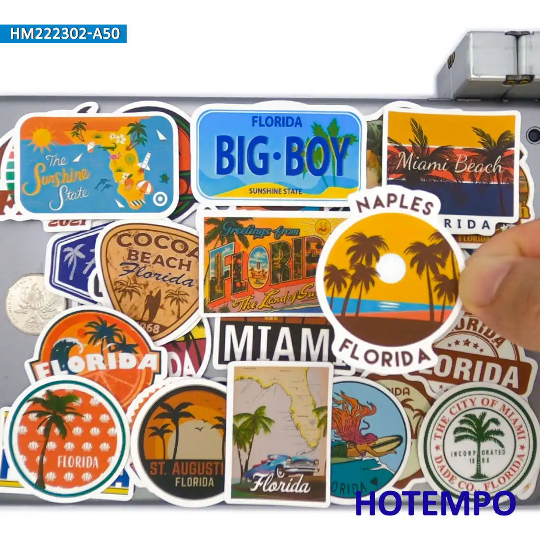 50 штук, Флорида Майами, Летний солнечный пляжный серфинг, Дорожные наклейки, для журнала, багажа, гитары, автомобиля, велосипеда, телефона, ноутбука, чашки, скейтборда, мотоцикла, шлема, скрапбукинга, Наклейки Игрушки