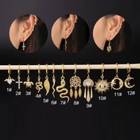 1piece zircon snake cross wing dangle earrings for women 2022 trendy vintage jewelry plate earrings for teens ear cuffs