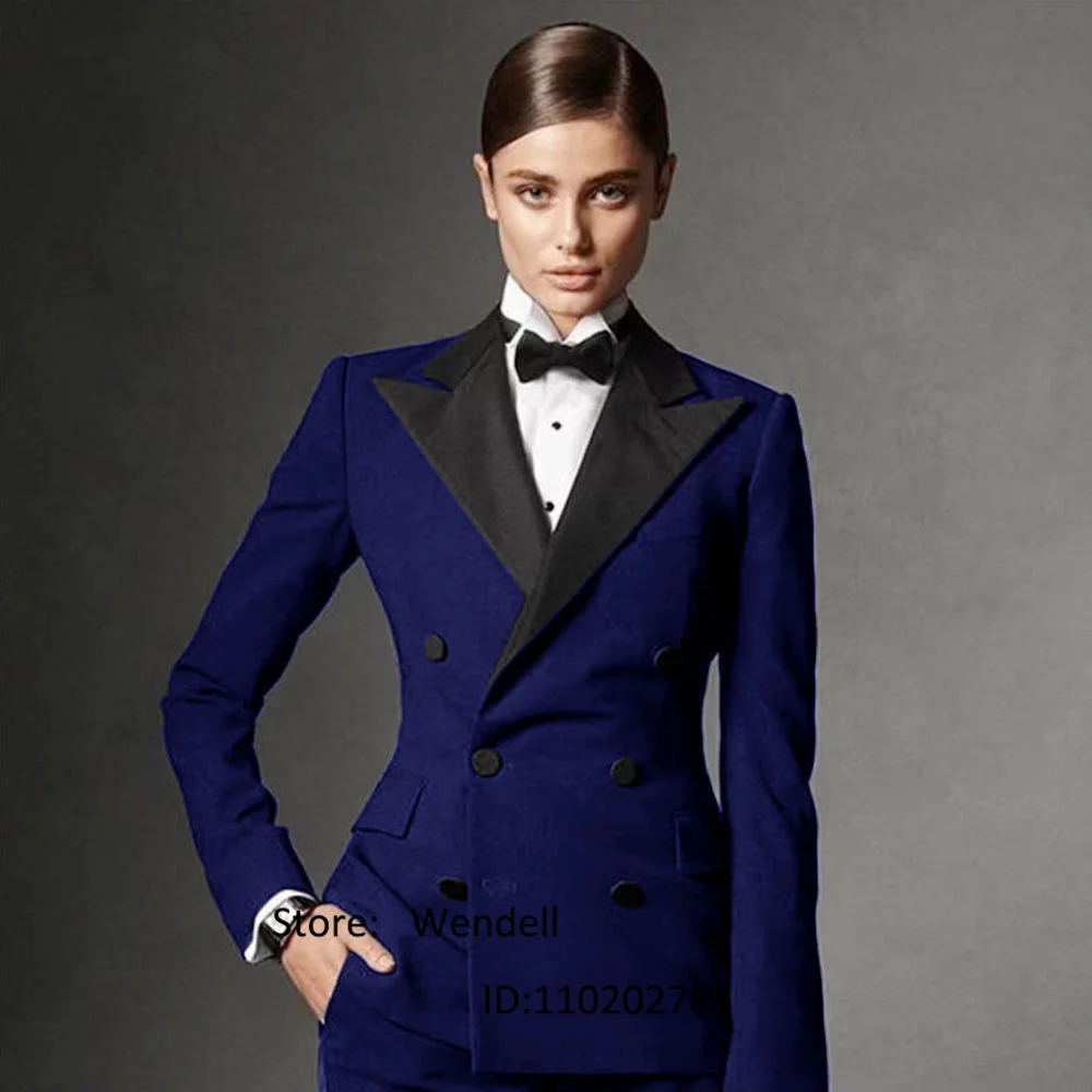 Women's Suit Lapel Collar Double-breasted Dress Luxury Birthday Party Custom 2 Piece Outfit Set Women Pant Suits Trouser Sets