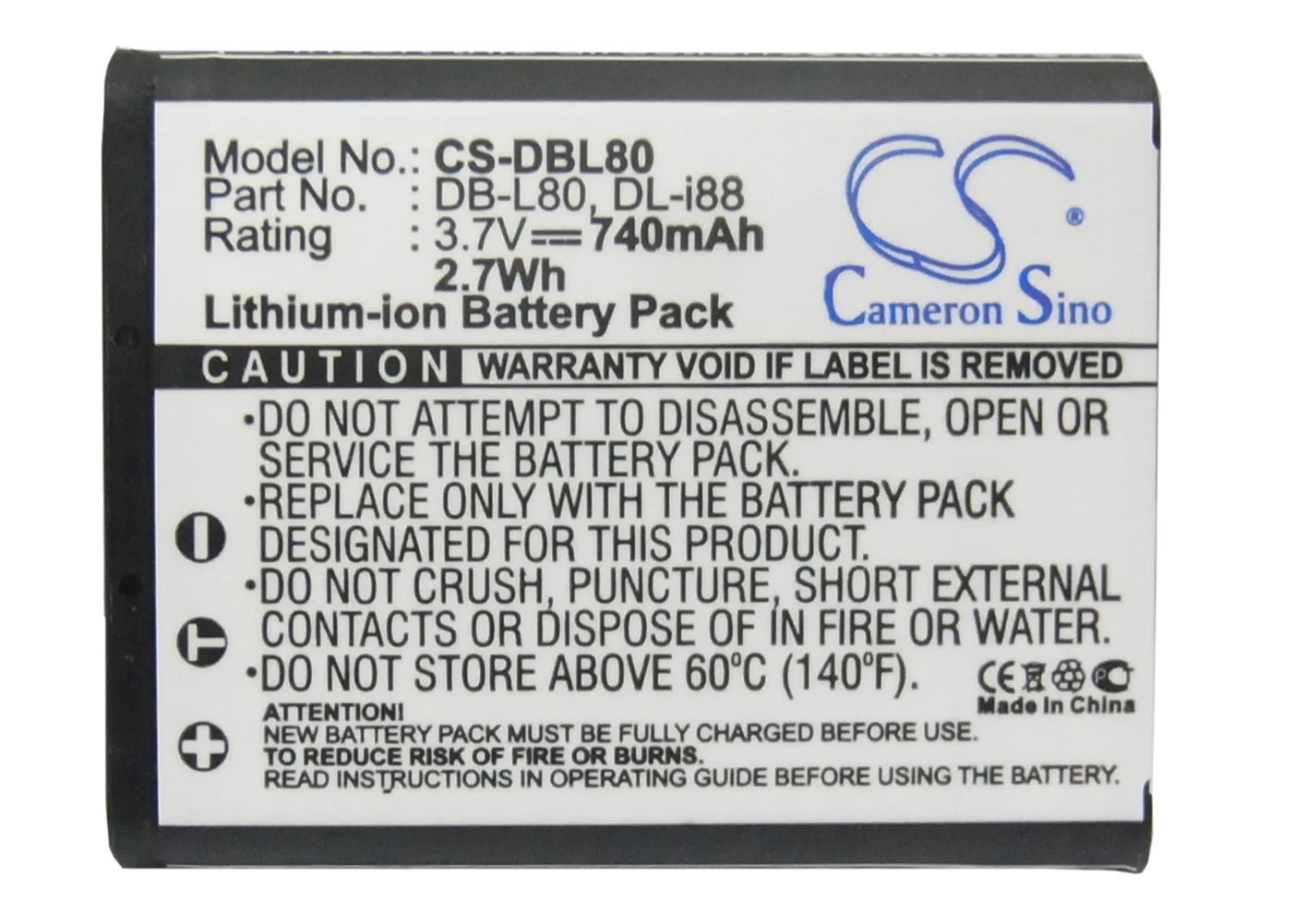 

Cameron Sino 740mA Battery for Sanyo Xacti VPC-CA100EXP,Xacti VPC-CA100EXYL,Xacti VPC-CA102,Xacti VPC-CA102YL