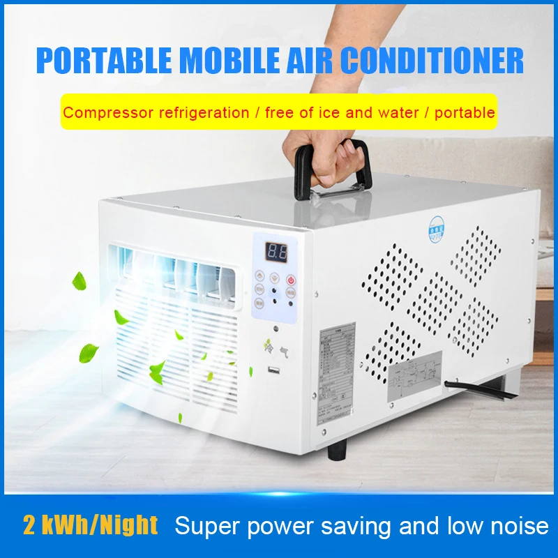 220V Mobile Small Air Conditioner 7m²Space Drainage-free Remote Control Power Saving Mini Cooling Heating Air Refrigerator 400W