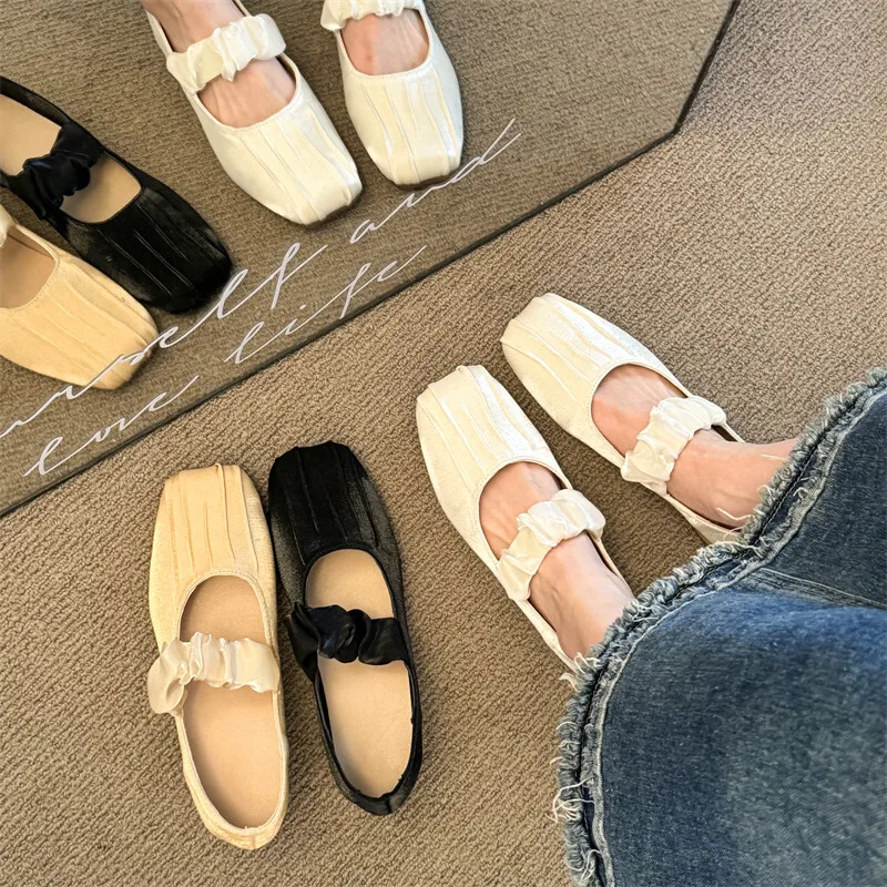 Балетки женские с квадратным носком удобные туфли Мэри Джейн плоская подошва