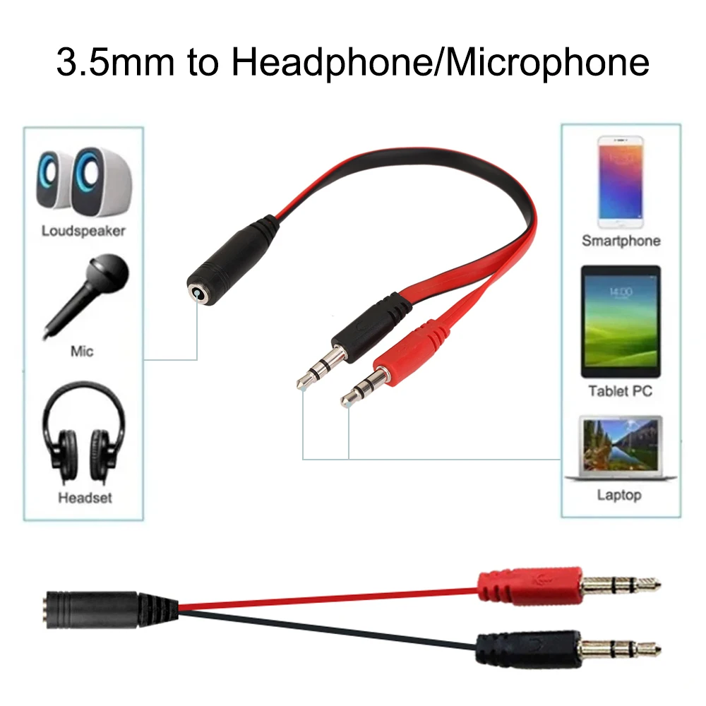 Аудиокабель папа-мама 3 5 мм 2-в-1 Y-разветвитель Кабель MP3 MP4 Hi-Fi стерео разъем