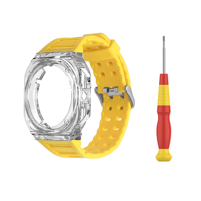Transparent Glacier Case Band Modification Kit For HUAWEI GT Cyber Watch Silicone Bracelet For GT Cyber Rubber Sport Strap Band