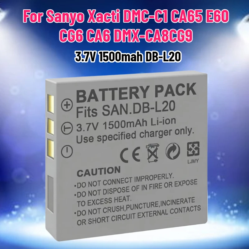 Фото Аккумулятор 3.7V 1500mAh DB-L20 для камеры Sanyo Xacti DMC-C1 CA65 E60 CG6 CA6 DMX-CA8CG9 №1