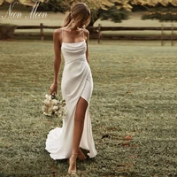 sexy mermai wedding dress 2022 for women strapless bride gown spaghetti straps backless split skirt bridal gown vestido de novia