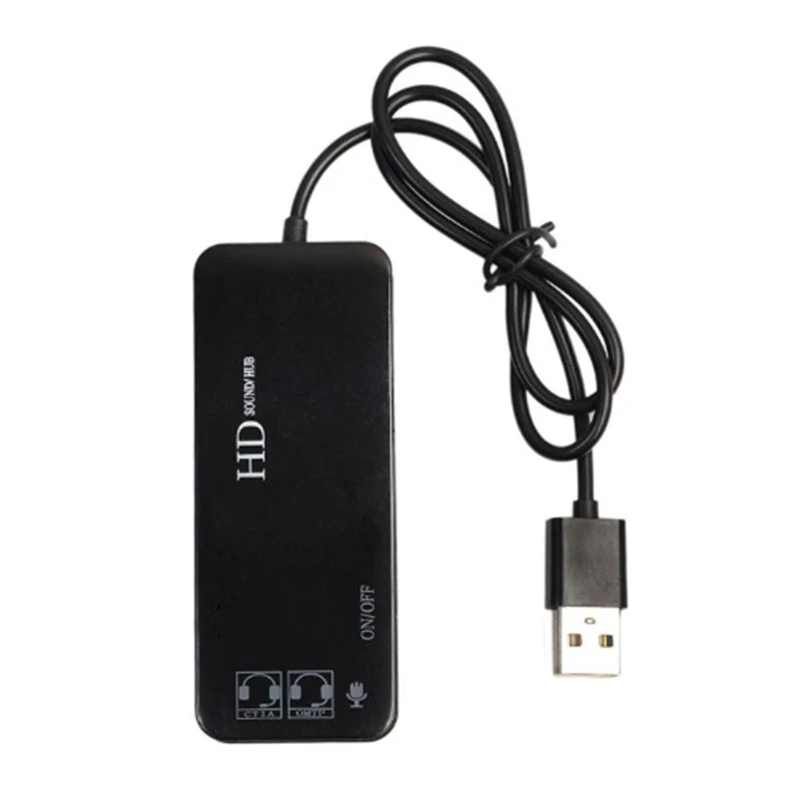 

USB 2.0 Hub 3 Ports USB Sound Card External Stereo Adapter 3.5mm with Headphone and Microphone High Speed for mac