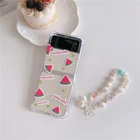 fresh summer watermelon chain phone case for samsung galaxy z flip 3 5g hard pc back cover for zflip3 case protective shell