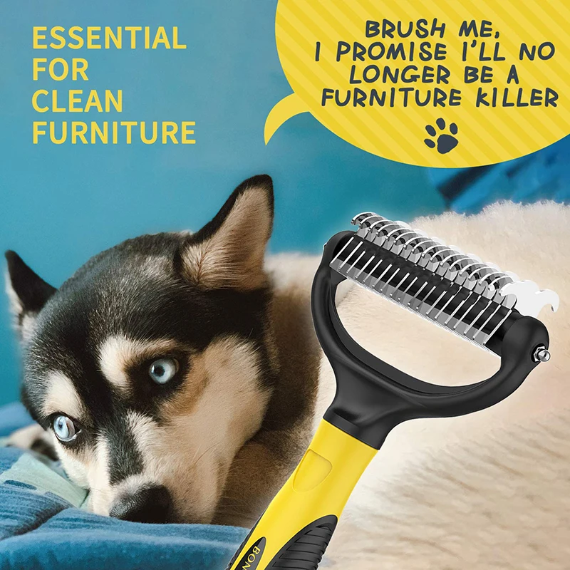 

Professional Dog Brush Dematting Gently Efficient Safe Pet Comb Rake Removes Undercoat Knots Pets Grooming Supplies Gatti Chiens