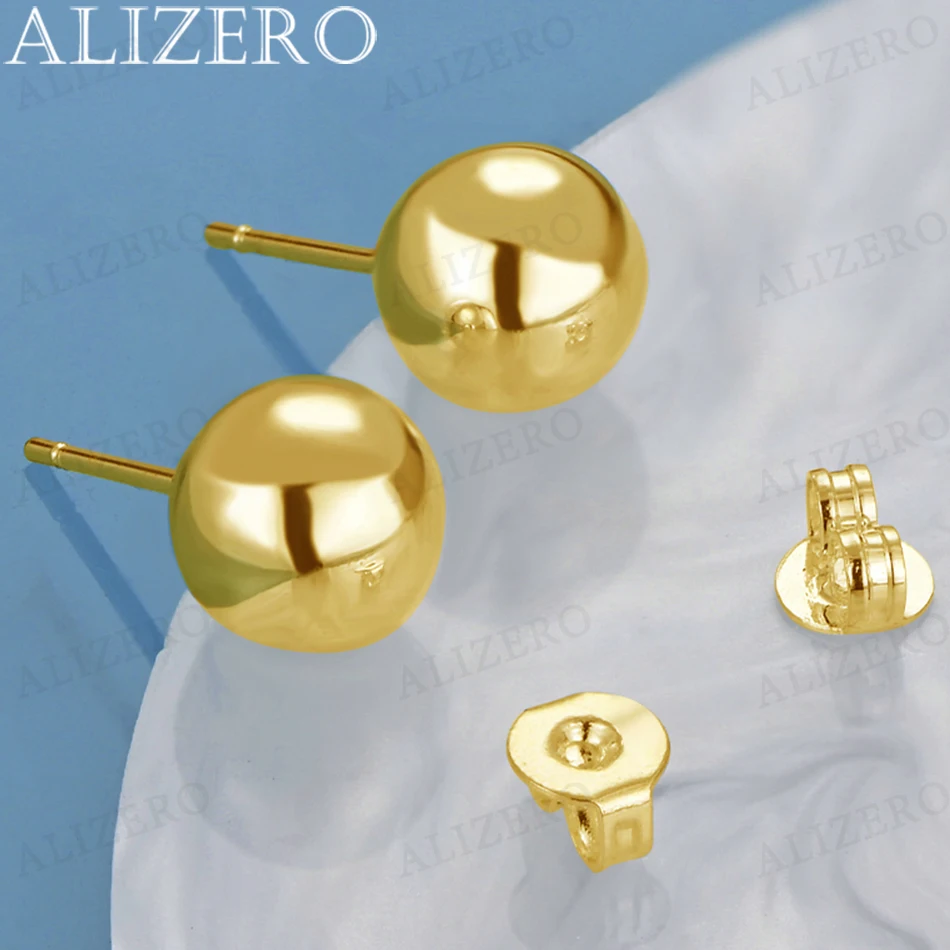 ALIZERO 18K золотые гладкие 8 мм бусины серьги-гвоздики для женщин Свадебная помолвка искусственные модные подвески ювелирные изделия аксессуары (art.: 3920c817e6352) - 3920c817e6352