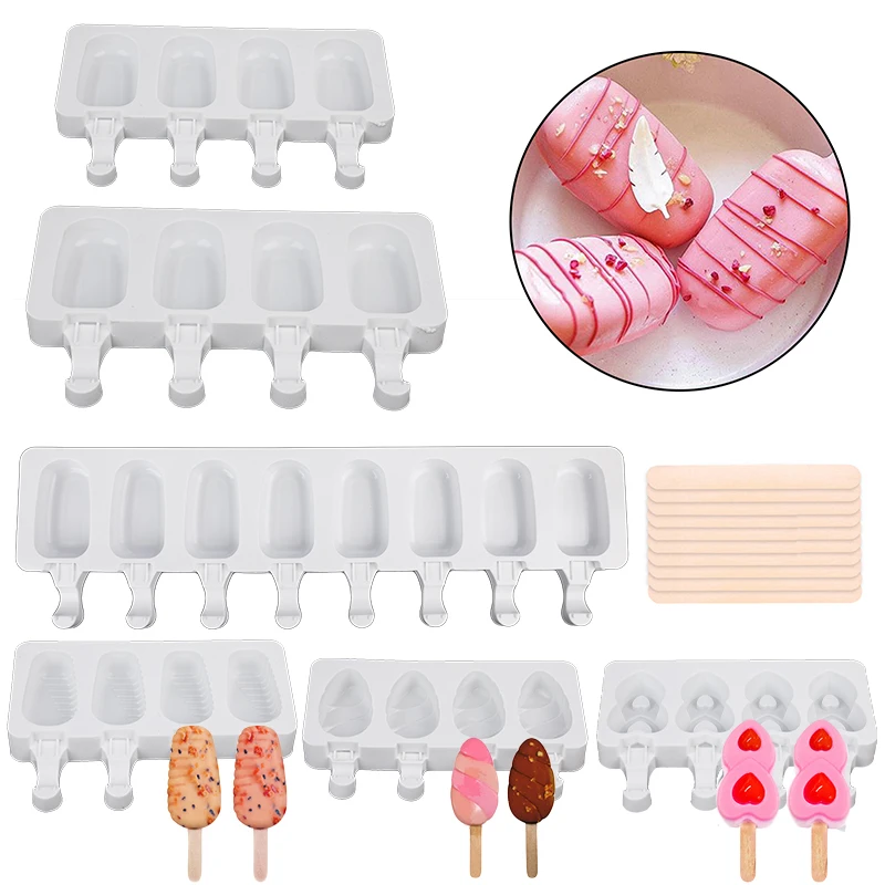 

3D DIY Silicone Ice Cream Mold Handmade Eco-Friendly Popsicle Mold Mousse Dessert Freezer Juice Ice Cube Tray Barrel Maker Mould