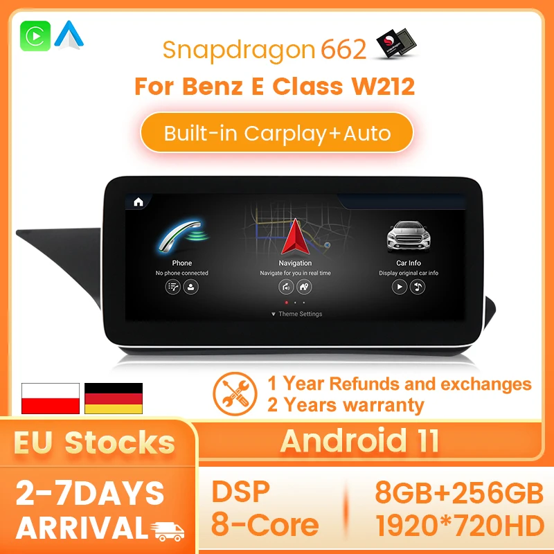 Автомобильный мультимедийный плеер Dvd-плеер на Android 11 с GPS Wi-Fi для Mercedes Benz E Class W212 E200