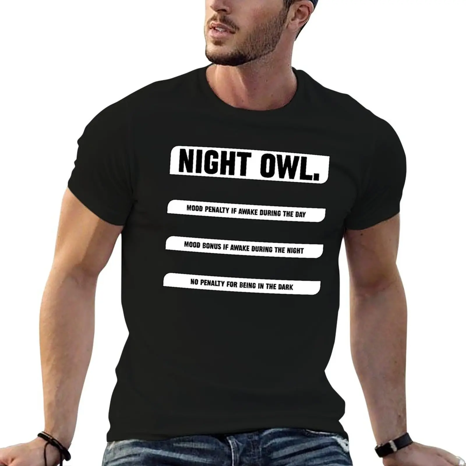 Футболка Night Owl trait rimworld meme футболки заготовки тяжелые для мужчин