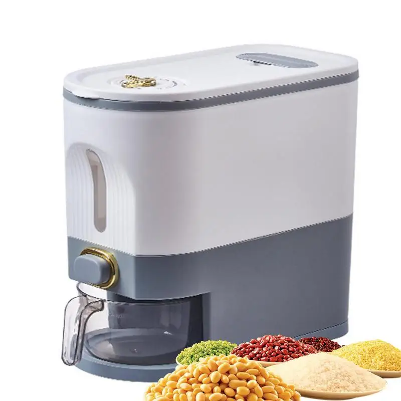 

Rice Container Leakproof Rice Bucket Cereal Dispense Rice Storage Barrel With Time Pointer Measuring Cup For Rice Beans Grains