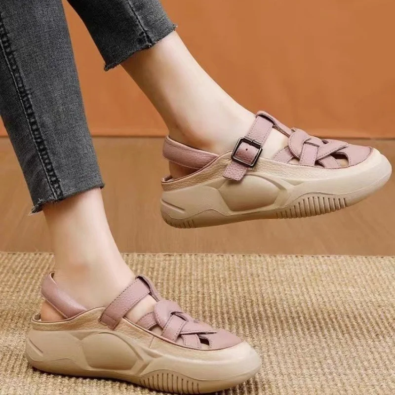 New Women's Sports Shoes 2023 Summer Breathable Light Flat Women's Sandals Roman Closed Toe Wedge Platform Ladies Casual Sandals