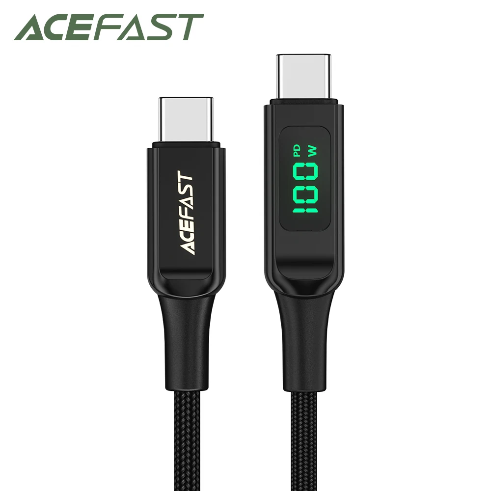 ACEFAST Телефонная линия с быстрой зарядкой USB - C до 5A 100W для iPhone 16 / 15 Pro Max LED дисплей