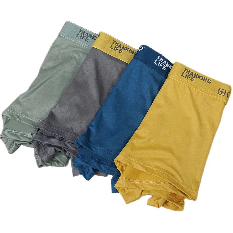 Men's Panties Underwear Antibacterial Briefs Boxer Shorts Pure Cotton Comfort Cuecas Teens Flat-Cut Boys Stretchy Underpants