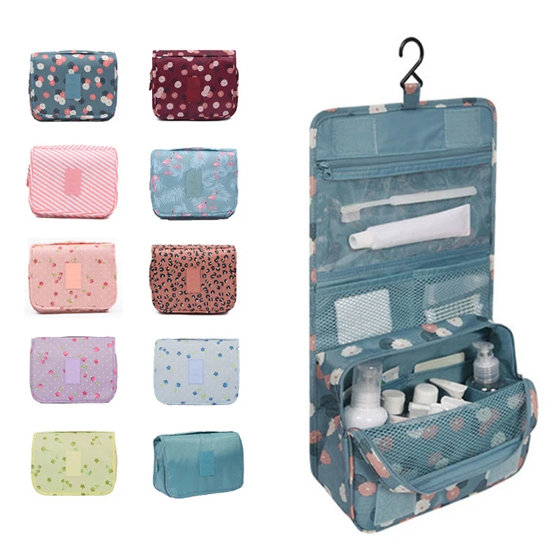 

Waterproof Foldable Cosmetic Bag Women Travel Portable Makeup Bag Toiletries Organizer Hanging Dry Wet Separation Storage Bag