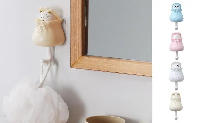 

Cat Hooks Pop Up Decorative hooks Self Adhesive wall mounted multi purpose storage holder hooks for kitchen bathroom bedroom